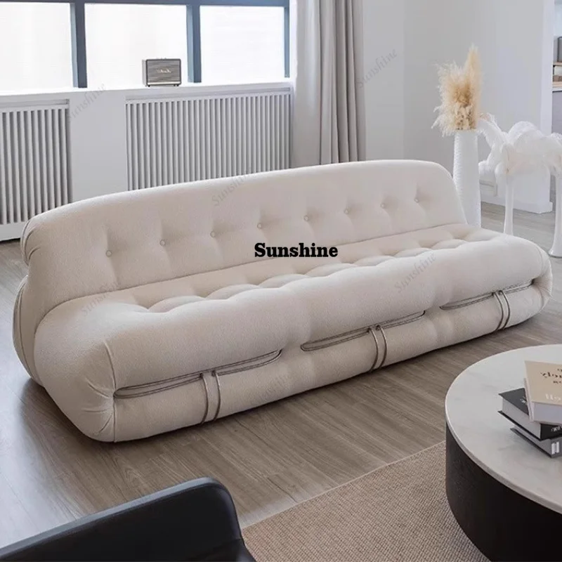 Modernes Nordisches Beige Stahlzahn-Lounge-Sofa Retro Heim- und Büro-Lammfell-Sofa Komfortables Verdicktes Wohnzimmer-Sofa Möbel