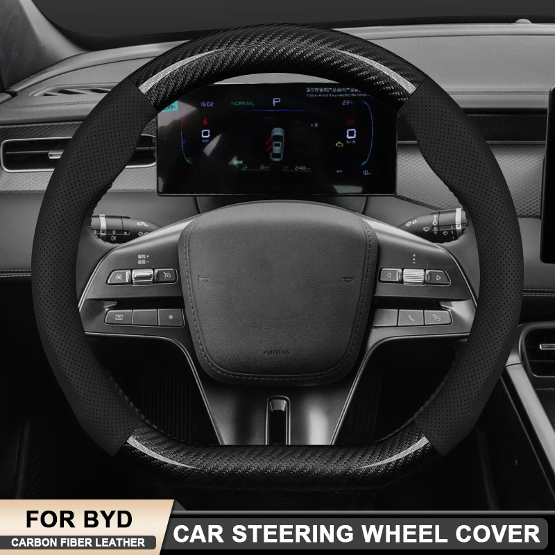 

Carbon Fiber Leather Car Steering Wheel Cover For BYD Ato 3 Fafengtang F3 E6 Yuan Song Plus DM 06 D1 MAX EV F0 Qinhan Dolphin S6