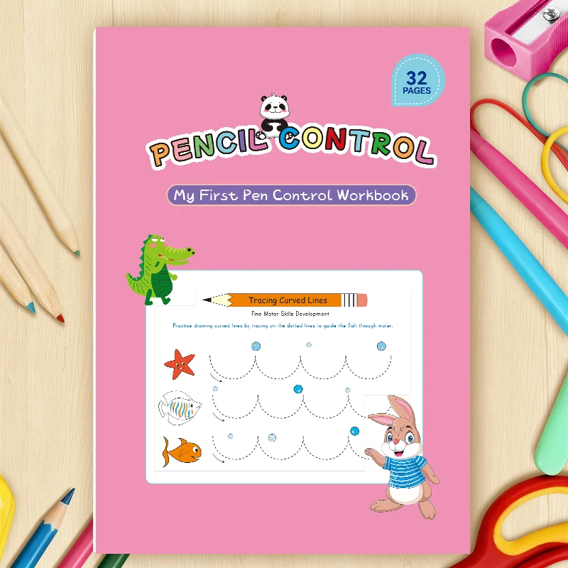 Kids Pre-Writing Pencil Control Tracing Workbook,Beginner Hand Training Activity Book for Toddlers to Master Basic Pencil Skills