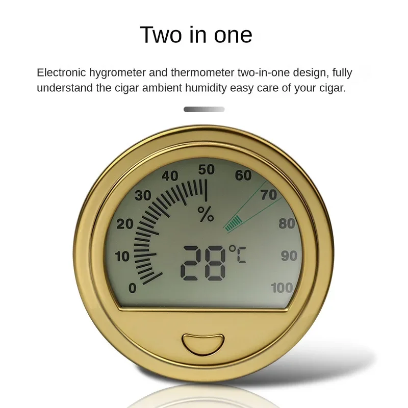 High-Precision Digital Display Thermohygrometer, Cigarar Box, Electronic Constant Temperature and Humidity Meter, Round Hygrom