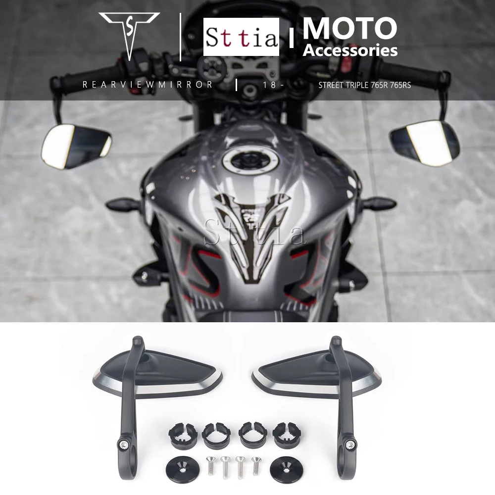 New Motorcycle Handlebar Rearview Side Mirrors Bar End Mirror Kit For Street Triple S 765 765RS 765R Bobber T120 Daytona 660 675