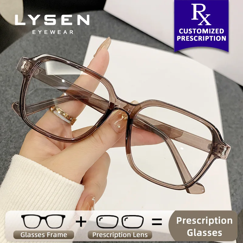 

LYSEN Rectangle Customized Progressive Lenses Women New Photochromic Anti Blue Light UV Protection Prescription Optical Glasses