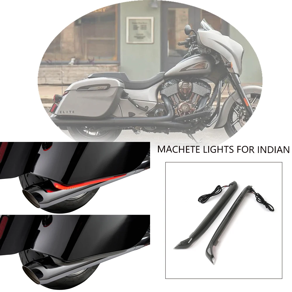 F​or Indian Challenger Chieftain Motorcycle Accessory Machete Lights LED Saddlebag Lights Rear Turn Signal Brake Run Lamp