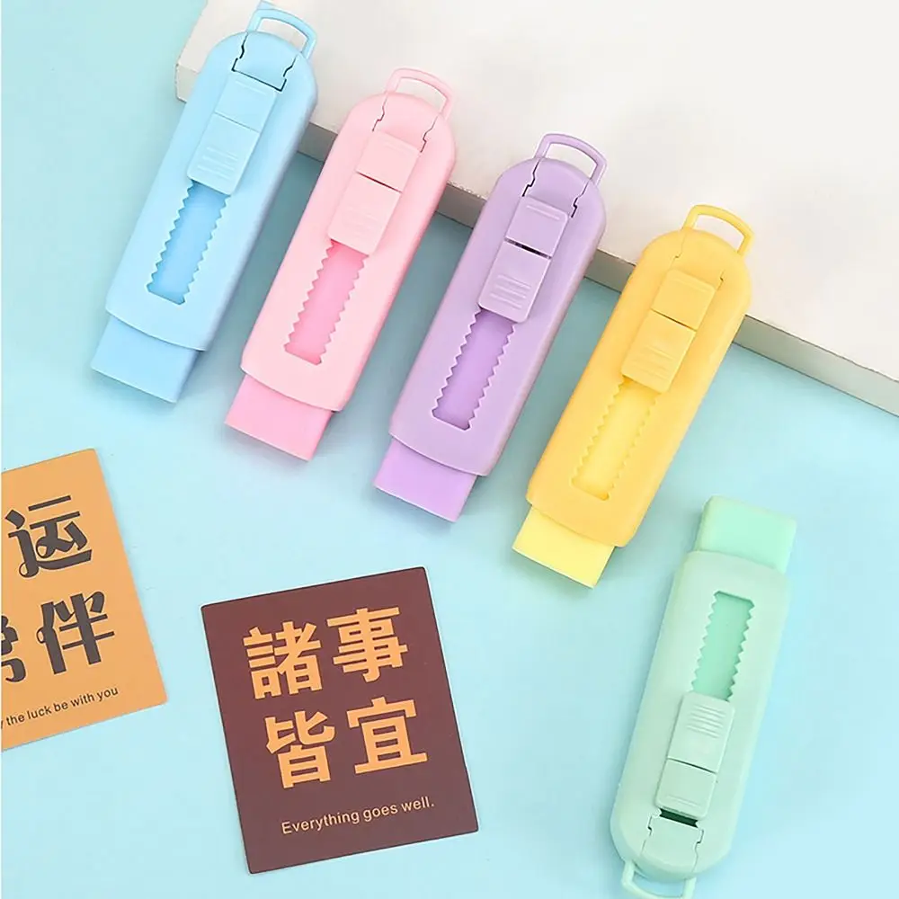 Professional Retractable Push Pull Eraser Self-locking School Supplies Stationery Macaron Color Pencil Erasers Student