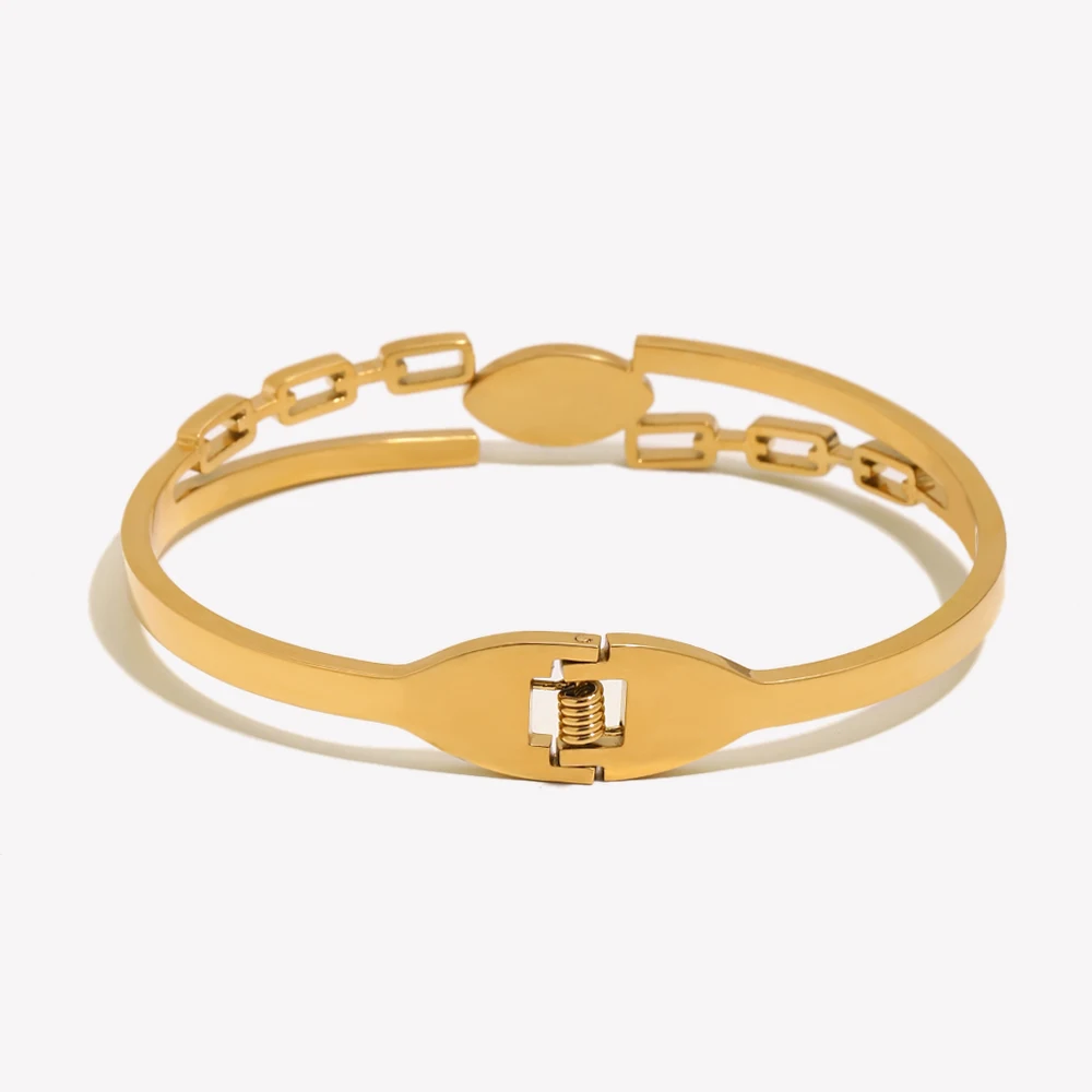 Double Cut Chain Devil's Eye Shell Asymmetric Rectangular Zircon U-shaped Chain Stainless Steel Spring Buckle Bracelet
