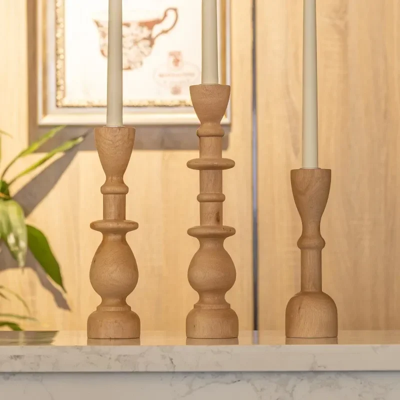 Wood colored wooden candle holder, high-quality  candle holder, Nordic  style art decoration, hotel sample room soft decoration