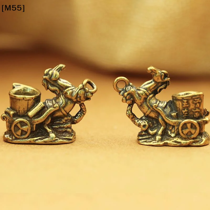 Bronze Zodiac Horse Learning Rich Five Car Statue Desktop Decoration Living Room Tea Table Metal Craft Home Decorations[M55]