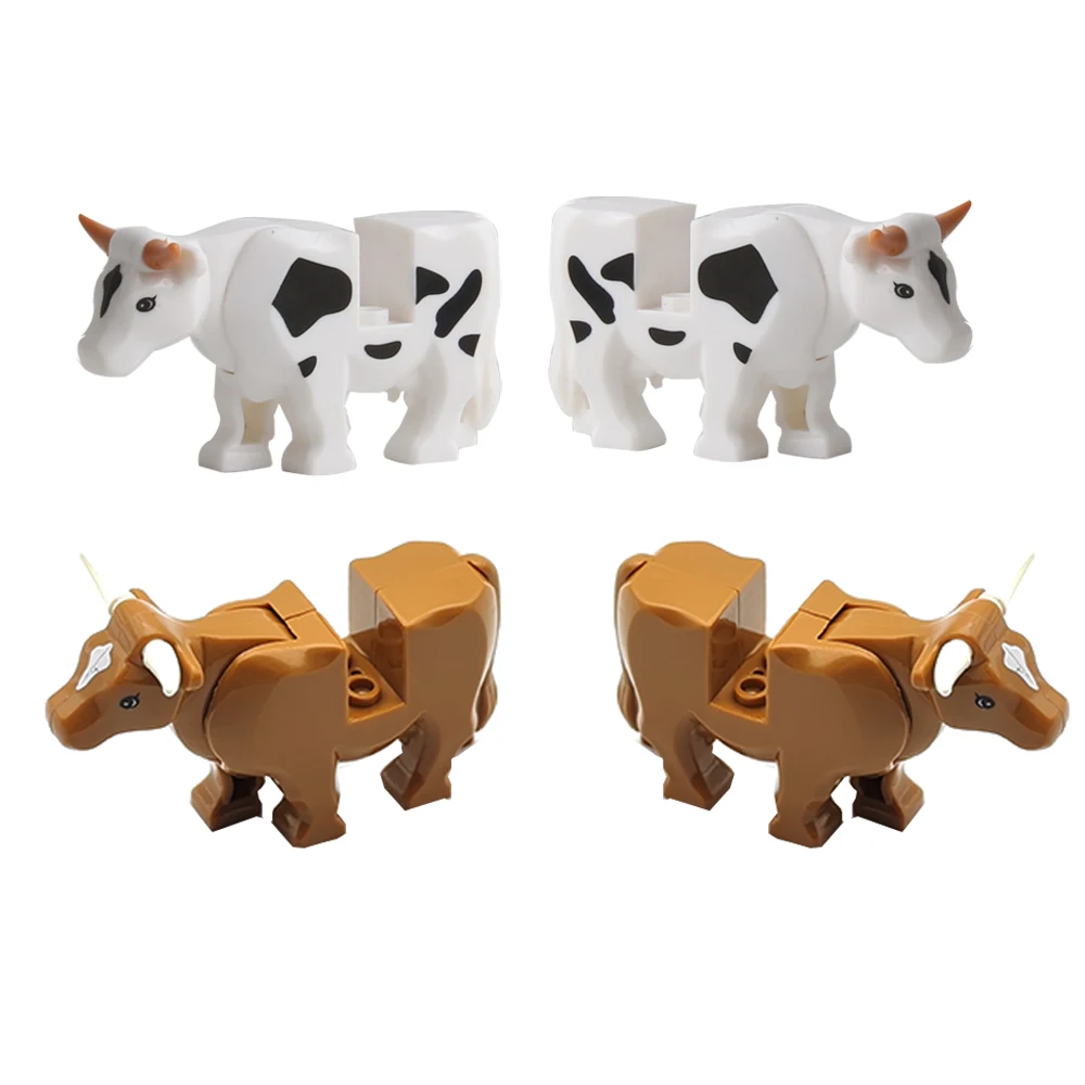 1pcs MOC Animal Cow Building Blocks Scene Buffalo Model DIY Assembly Farm Pastoral Building Scene Children's Toy Gift