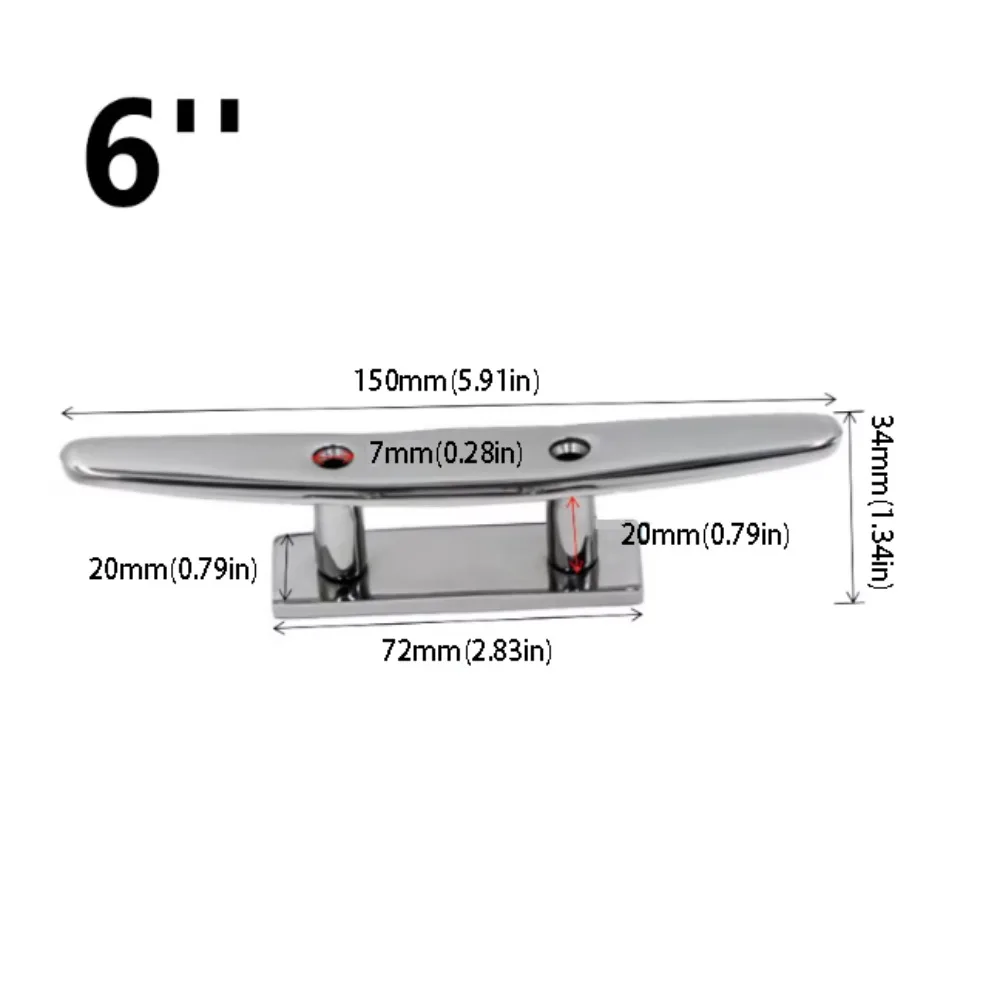 

316 Stainless Steel Mooring Cleat 100mm Size Polished Finish Combo Cleat Foldable Design Hollow Base Boat Grab Handle Yacht Use