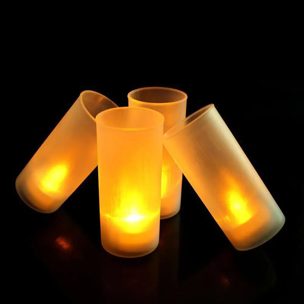 LED Rechargeable Flameless Electronic Candle Lights With Plastic Cup For Valentine Day Weddings Decorative Candles Home Decor