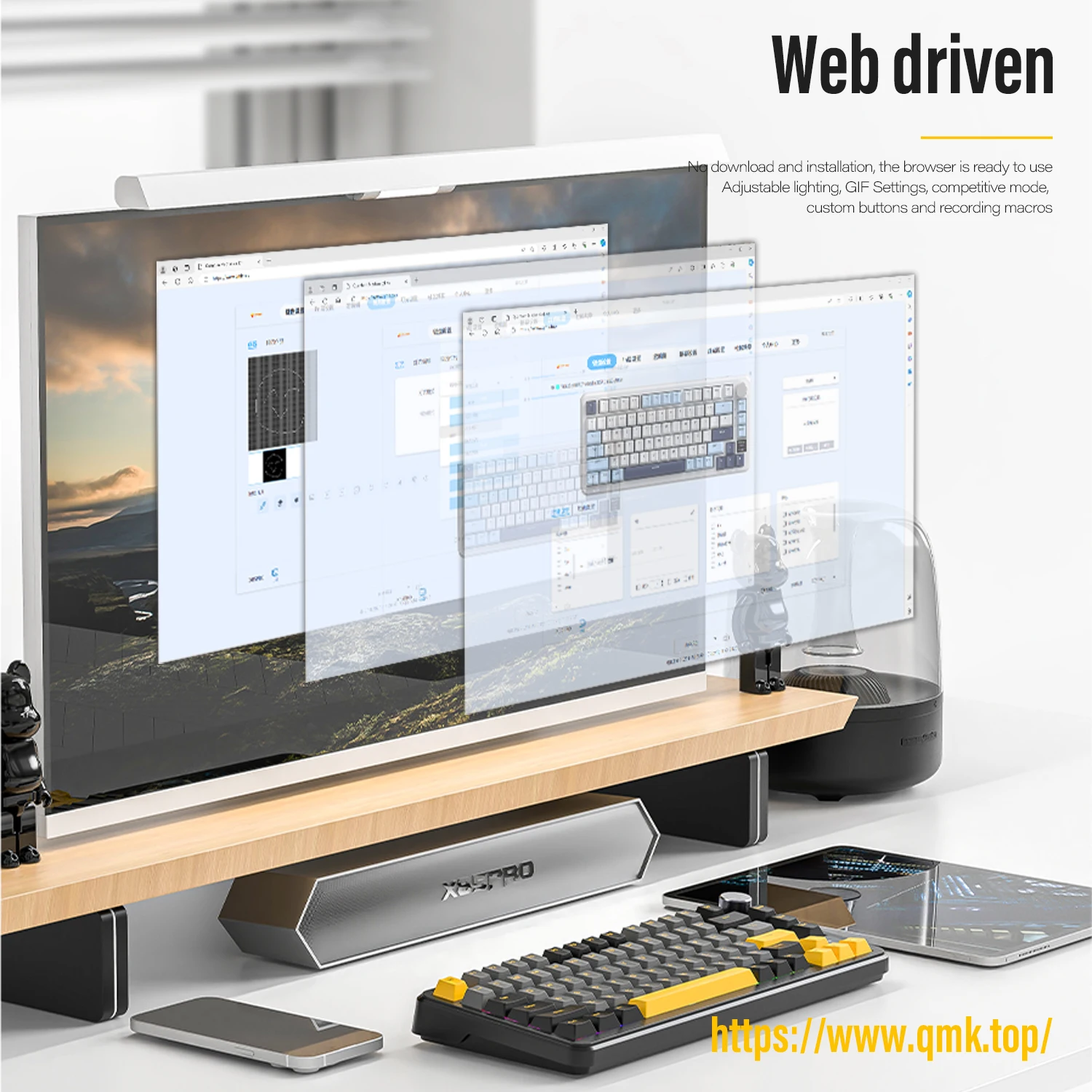 ATTACK SHARK X85Pro لوحة مفاتيح الألعاب الميكانيكية اللاسلكية القابلة للتبديل السريع ماكرو RGB بلوتوث ثلاثي الوضع TFT شاشة طوقا المقبض