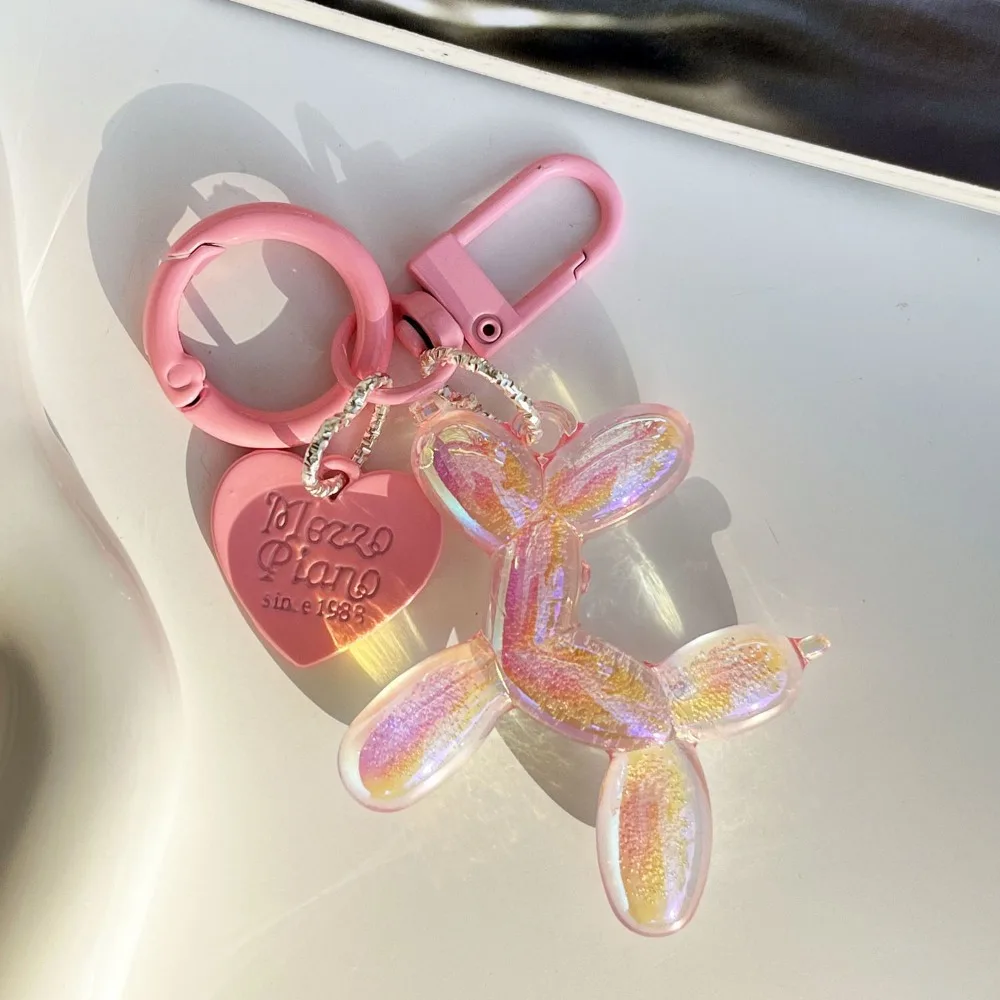 

Bling Heart Bubble Balloon Dog Keychain Key Ring for Women Girl Friend Lovers Cute Creative Bag Car Earphone Box Key Accessories