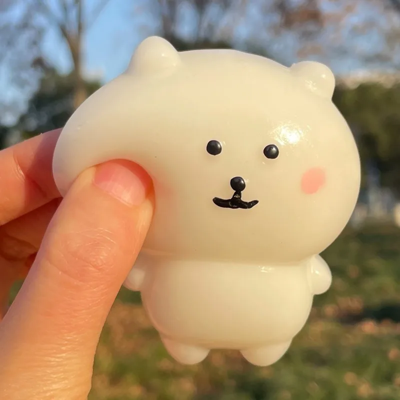 Squishy Self Deprecating Bear Fidget Toy Transparent Kawaii Expression Squeeze Toy Squishy Sensory Anti-stress Friends Gifts