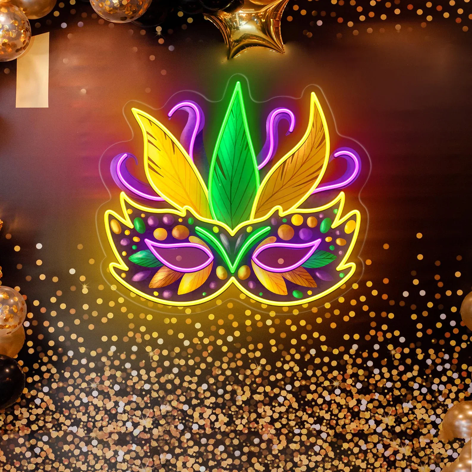 Masquerade Carnival Mask Neon Sign,Mardi Gras Led Wall Art,Louisiana Fleur De Lis Party Decor,Mardi Gras Decor,Fleur De Lis Neon