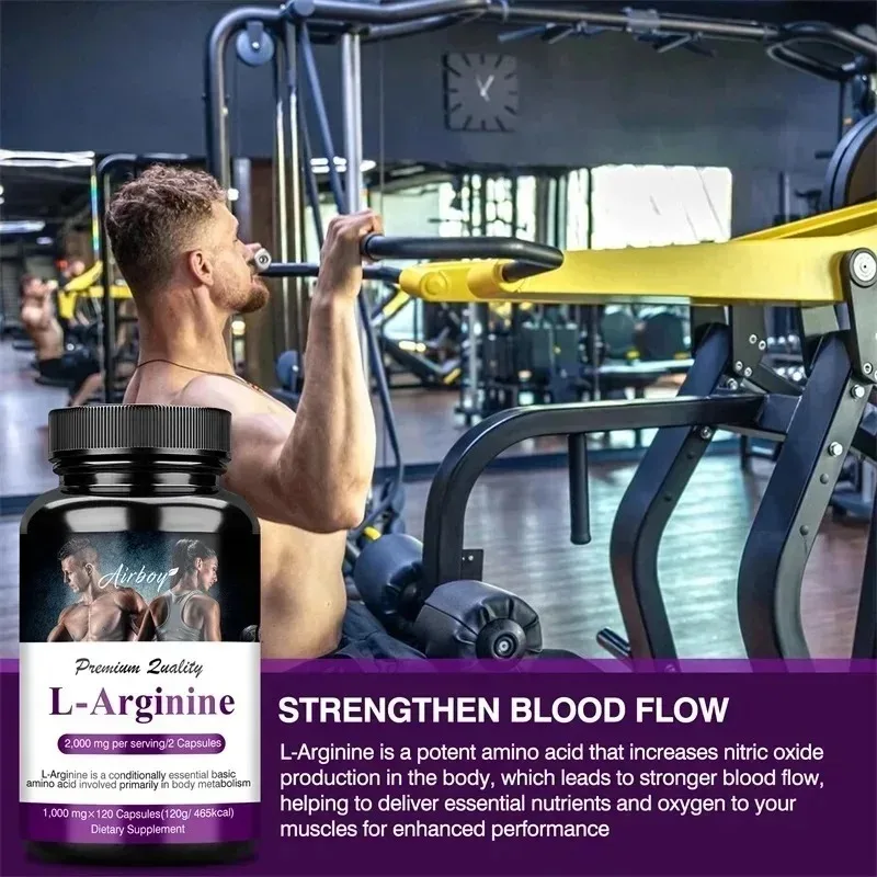L-Arginine Capsules - Helps Increase Endurance, Protein Synthesis,Promotes Faster Muscle Growth, Abs