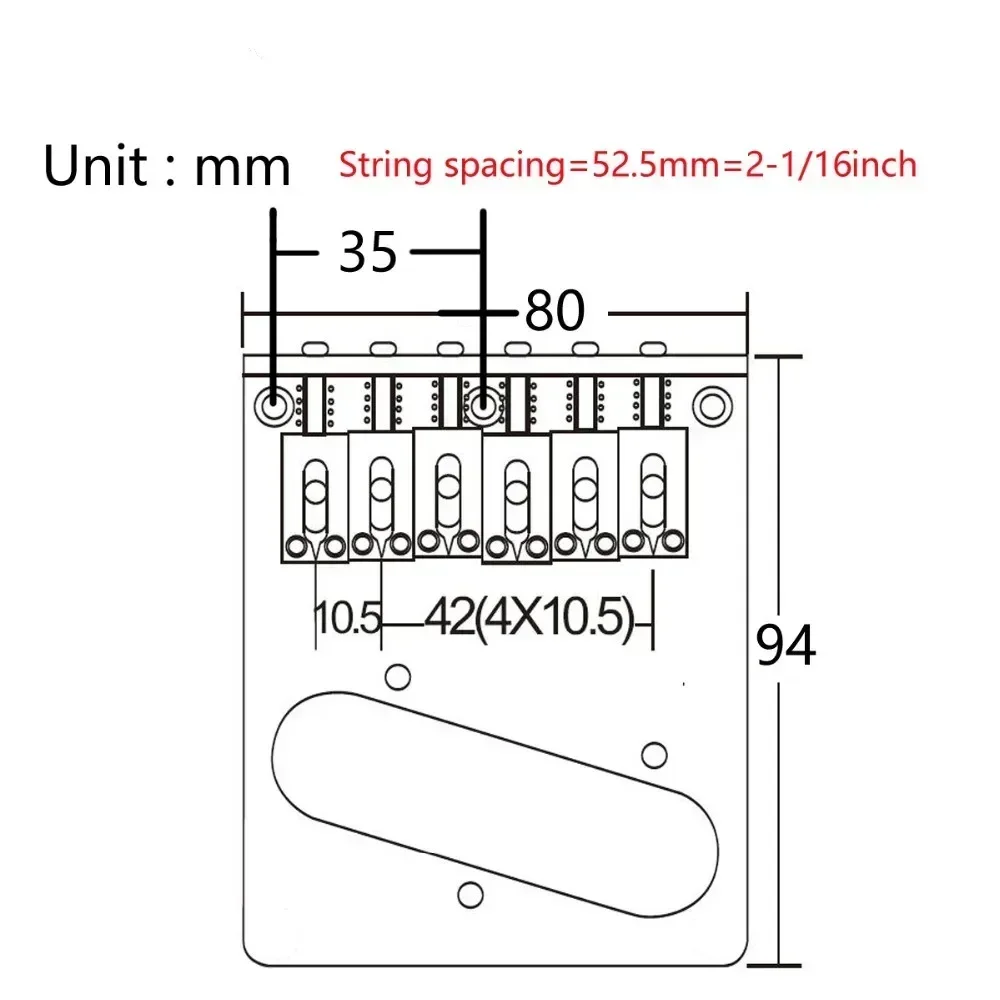 Wilkinson 52,5 mm 6 Sättel Modern TL Bridge für amerikanische ST TL Gitarre Gold WOT03 – Detail 1