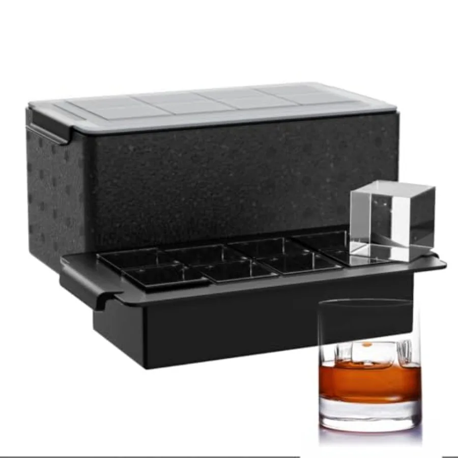 

Clear Ice Cube Tray for Whiskey: 2Inch Clear Ice Cube Maker - Silicone Large Ice Cube Tray - Square Ice Tray for Bourbon Old Fa