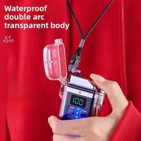 Outdoor Lighting Waterproof Electric Arc Lighter Transparent Shell USB Rechargeable LED Power Display Easy to Portable Tool