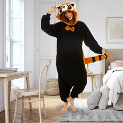 CANASOUR Red Panda Adult Onesie Pajamas for Women Soft Hooded Pyjamas Halloween Christmas Cosplay Costume One-piece Sleepwear