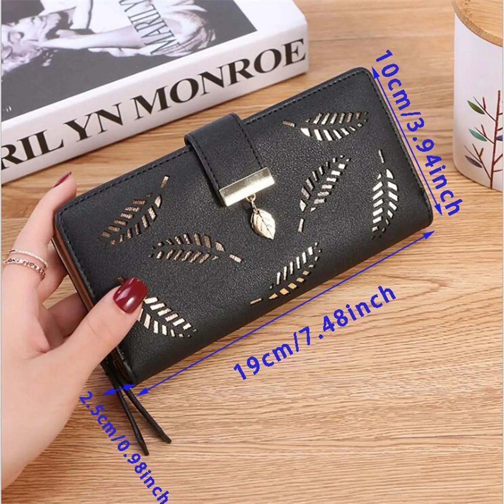 Sports Fitness Bag Female Wallet Female Purse Long Hollow Wallet Leaves Purse For Coin Card Holder Clutch Mini Bag Coin Purse