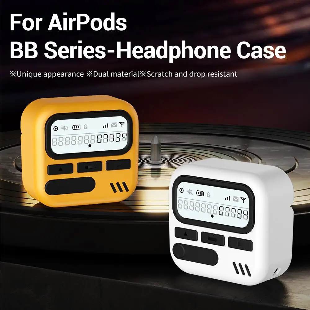 XDcase Retro Pager Design PC Hybrid TPU Earbuds Case Earphone Compartment Protective Cover For AirPods Pro 2 / 1, For AirPods 4 view 2