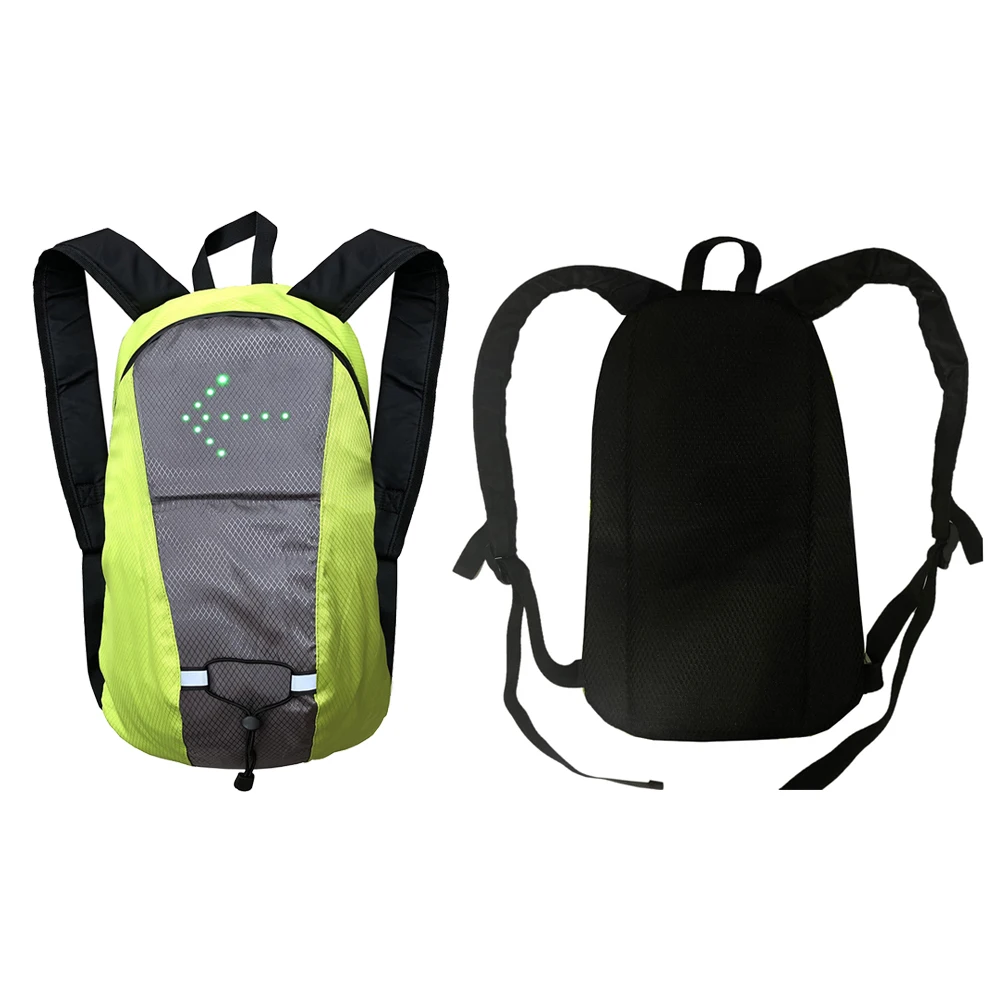 حقيبة ظهر للدراجة من البوليستر مع ضوء إشارة الانعطاف LED، حقيبة ركوب الدراجات، جهاز تحكم عن بعد، حقيبة ظهر للرياضات الخارجية والسلامة أثناء ركوب الليل #1