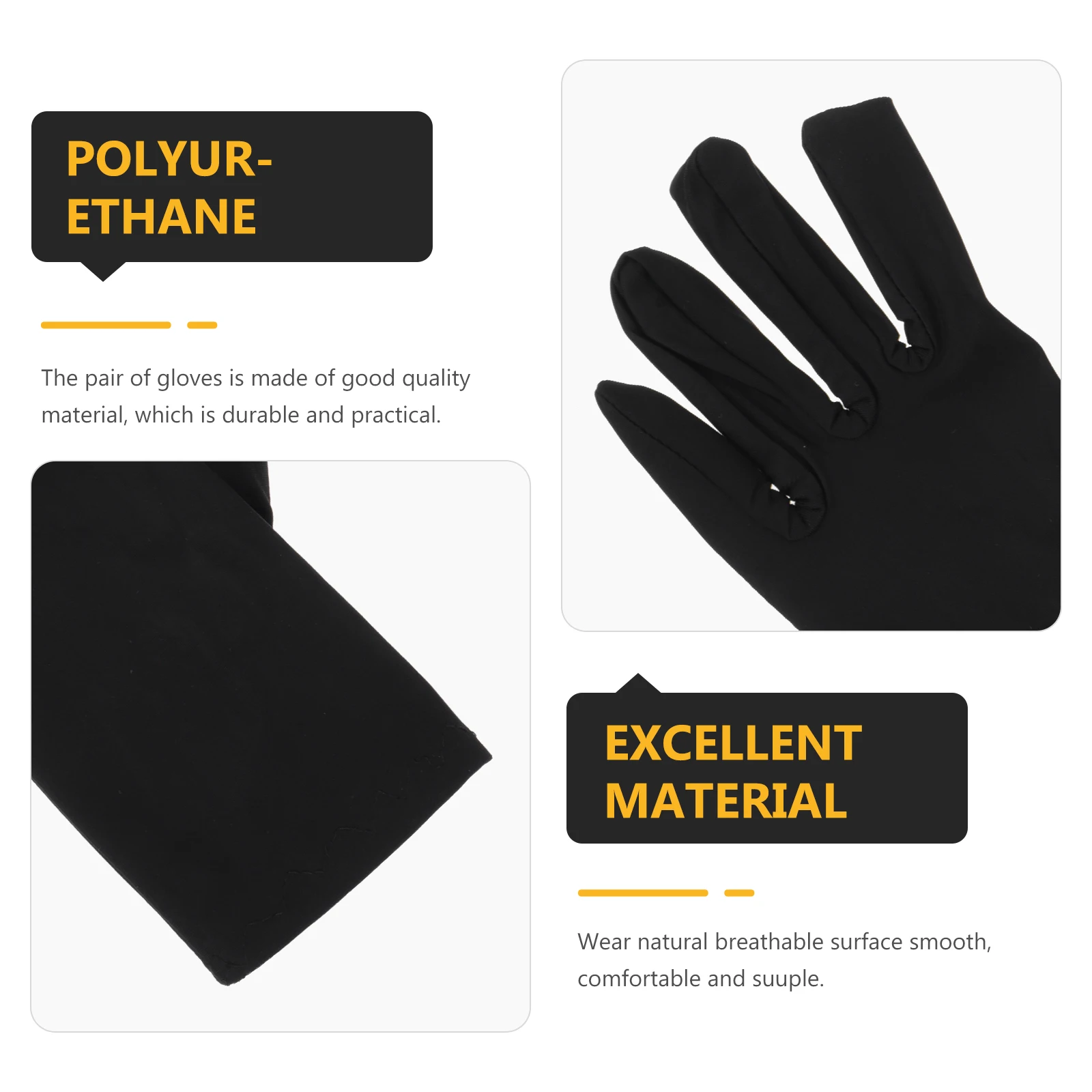 2 Pairs Durable Gloves for Jewelry Store Lightweight Breathable Black Decor Multipurpose Protective Gloves