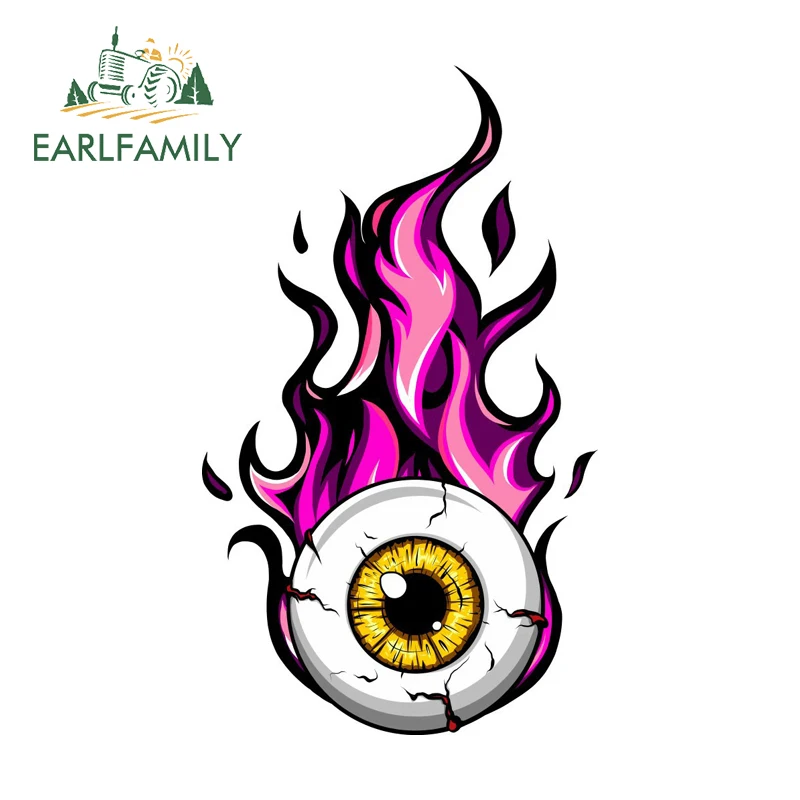 

EARLFAMILY Наклейки-тату с глазами монстра и огнём для автомобиля и мотоцикла, водонепроницаемые, для защиты дверей авто, забавные наклейки для украшения шлема