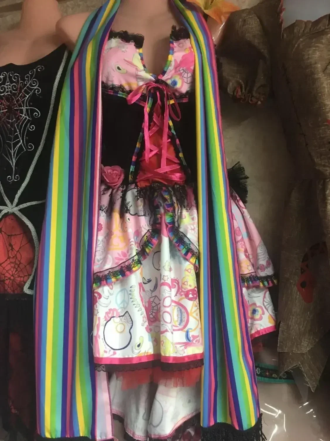 Adult Mexican Day of The Dead Flower Fairy Costume Suit Skull Ghosts Bride Dress Women Vampire Zombie Cosplay Halloween Party