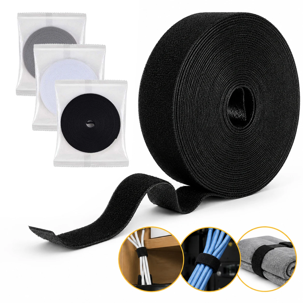 Cable Organizer Reusable USB Tie Cord Desk Computer Management Tape Ties Earphone Wire Holder Winder Phone Hook and loop