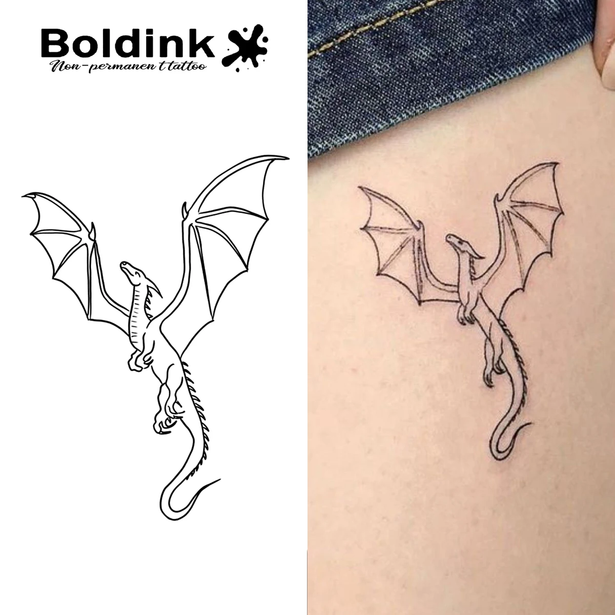 Boldink-Tatouage Temporaire Dragon, Autocollant Semi-continu et Étanche, Dure Jusqu'à 15 Jours, Nouvelle Technologie Magique