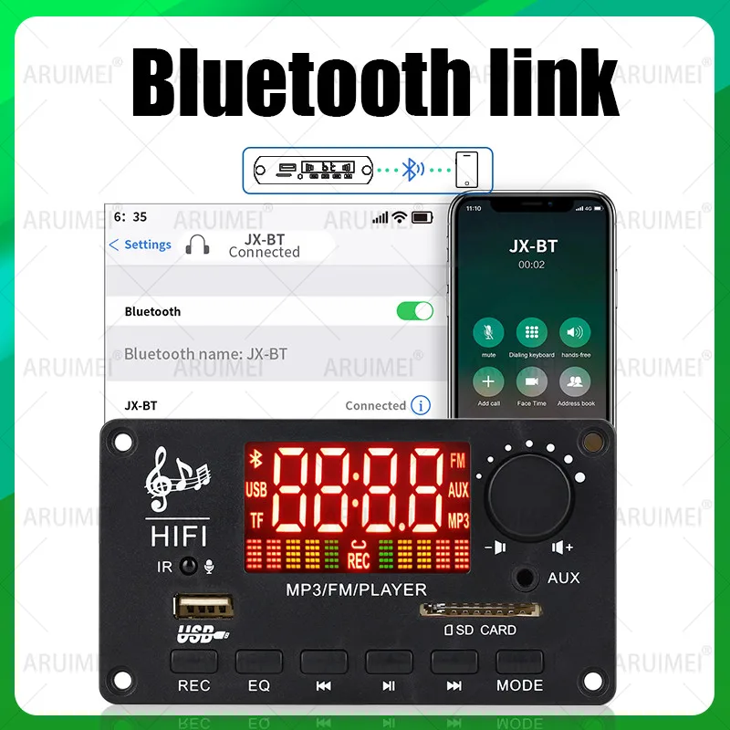 100 واط مكبر للصوت MP3 فك مجلس بلوتوث 5.0 نظام صوت السيارة USB/FM/AUX وحدة يدوي-صوت عالي الدقة شحن مجاني