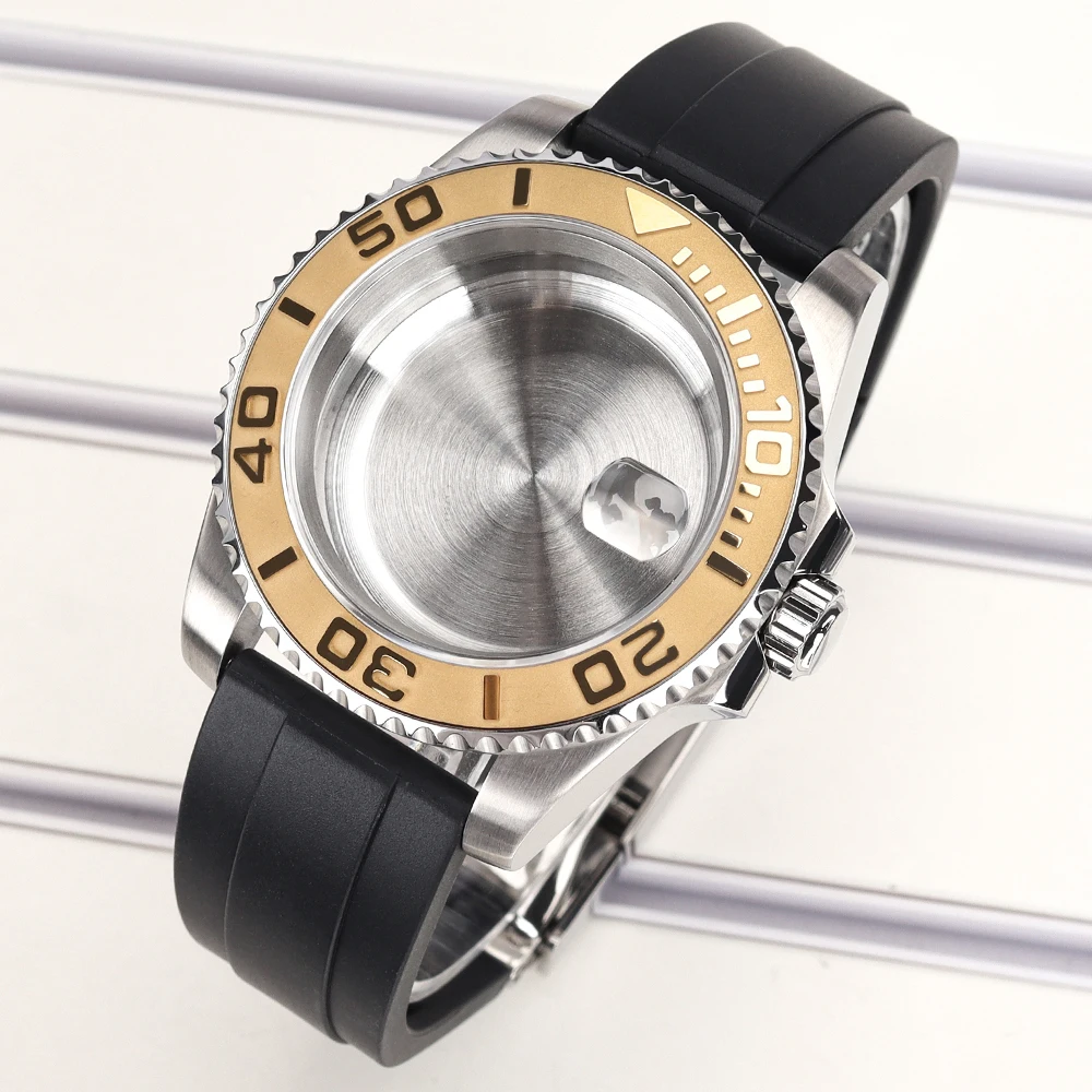 40mm Herren 20ATM Uhrengehäuse Gummiarmband Saphirglas für YACHT NH35 NH36 NH34 4R 7S26 Miyota 8215 ETA2824 Automatik-Uhrengehäuse Ersatzteil – Detail 9