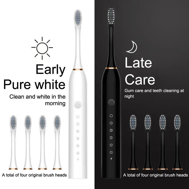 Electric Ultrasonic Toothbrush Six Speed Mode Home Soft Hair USB Charging Waterproof Adult Tooth Cleaner