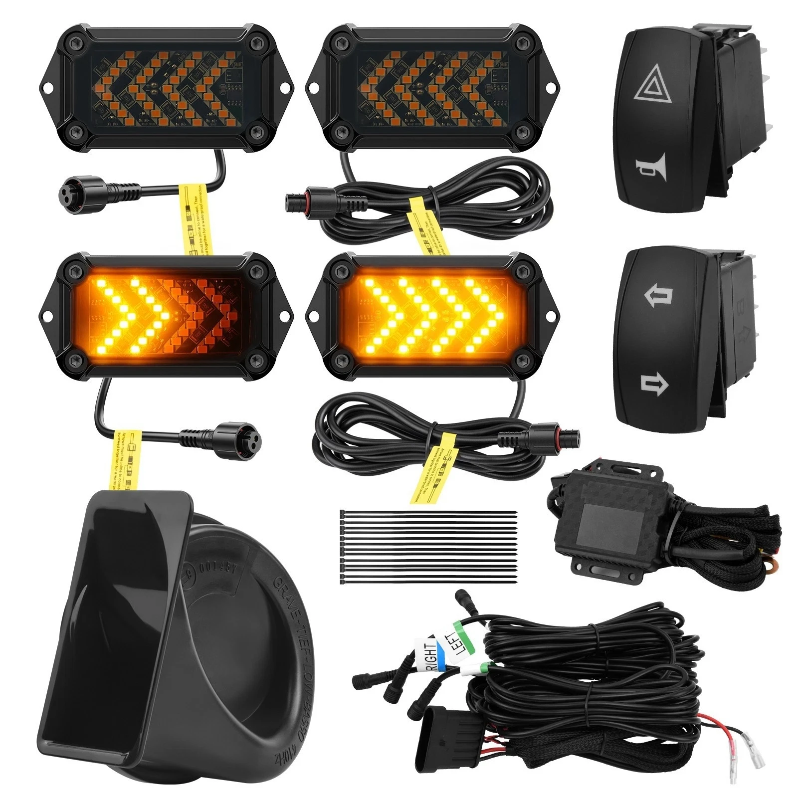 For Kawasaki Teryx 750 800 KRX 1000 Can-Am Defender UTV Turn Signal Street Legal Horn Kit OEM Rocker Switch Rectangle Blinker
