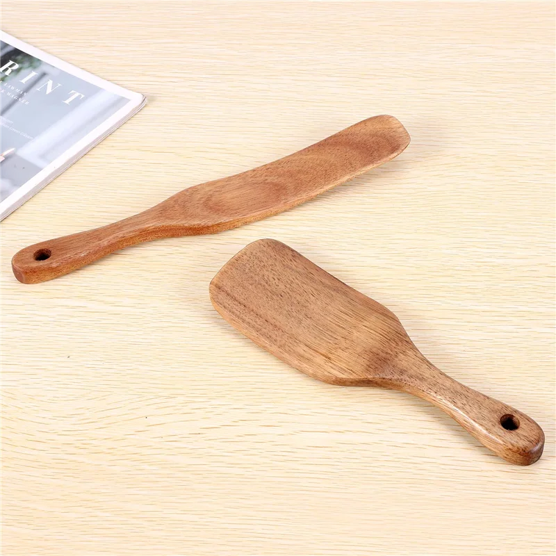 J1UL1N Handmade Premium Wooden Spurtle Set Heat Resistant Non Stick Scottish Spurtle Set Spatula