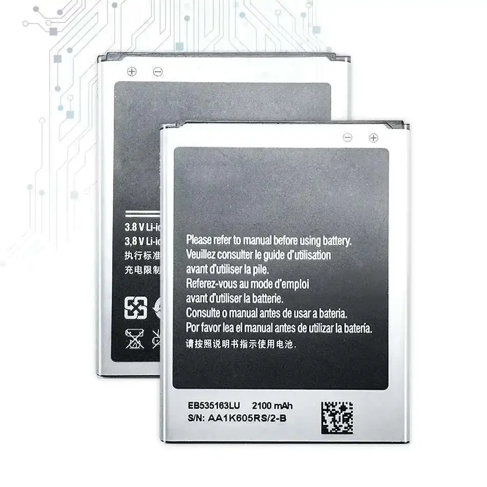 

Mobile Phone Battery EB535163LU 2100mAh For Samsung Galaxy Grand Duos i9082 i9080 i9128E i9060 i9301 i9118 i9182