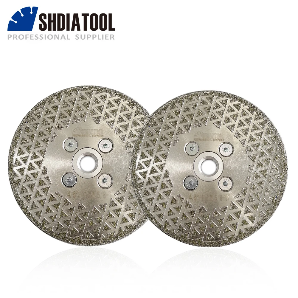 

SHDIATOOL 2pcs 4.5"/115mm 5/8-11 Flange Electroplated Diamond Cutting & Grinding Blade Both Side Coated Diamond Cutting Disc