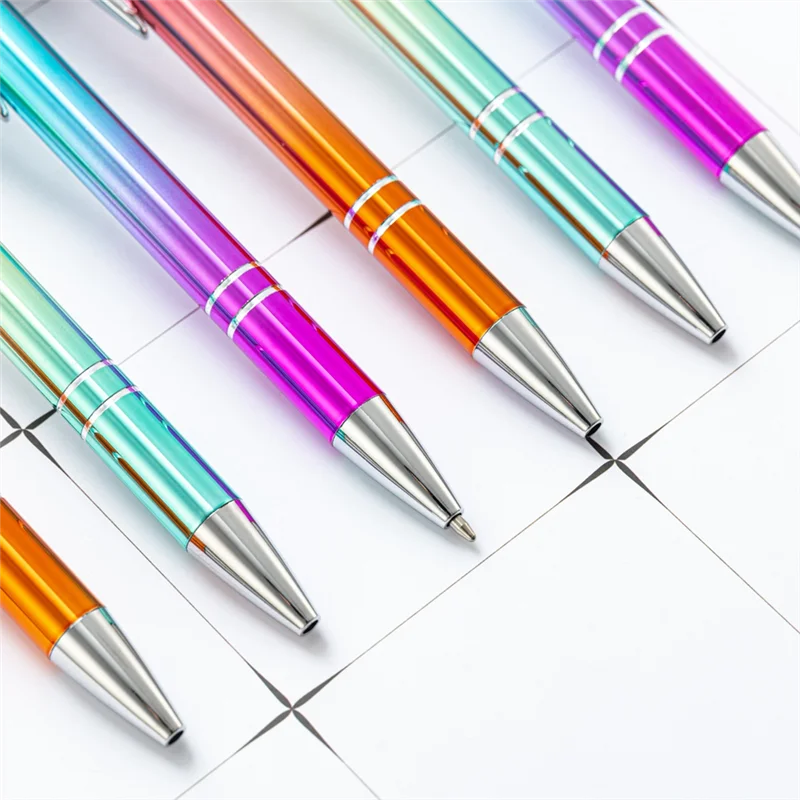 AP-50Pcs Gradient Metal Ballpoint Pens Touchscreen Ball Pen For Writing Stationery Office School Supplies