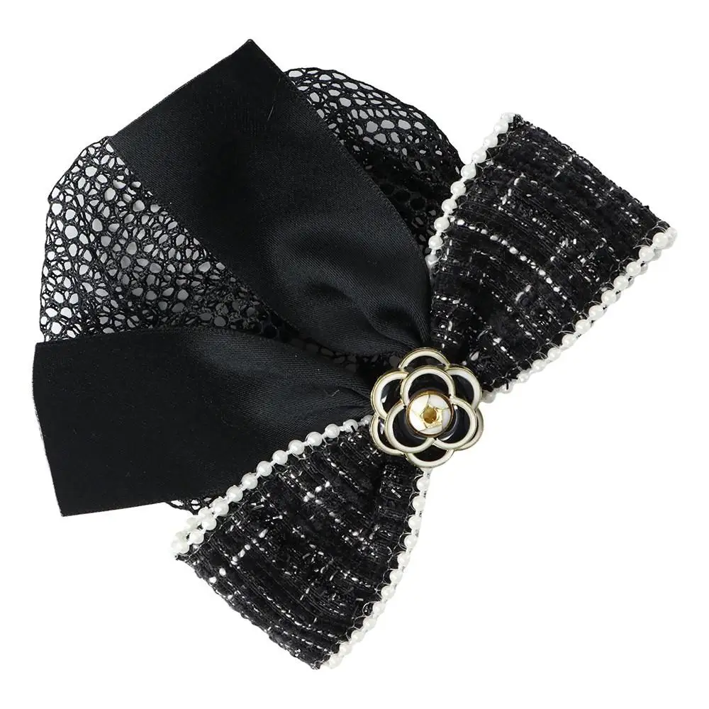 Flower Hotel Cloth Bowknot Ponytail Clip Korean Bun Snood Women Spring Clips Professional Headdress Hairgrips Cover Net