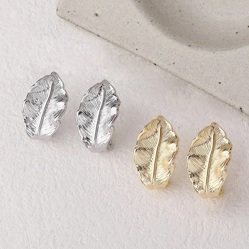 

2PCS 14K Gold Plated Leaf Ear Studs Earrings DIY Handmade Components Jewelry DIY Making Supplies Material Accessories