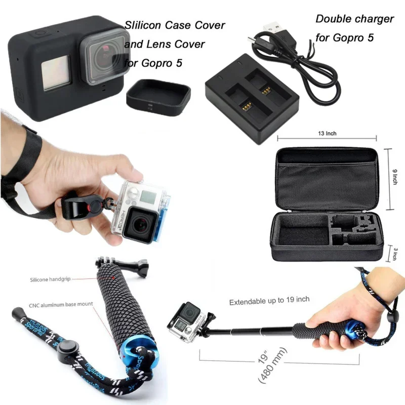 FF-56bk per set di accessori per fotocamera panoramica GoPro pacchetto 40 in 1, accessori multi-combinazione