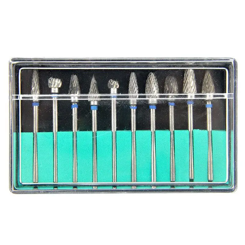 Dental Drill Burrs - 10 Pack of High-Quality Tungsten Steel Burs by Denshine for accurate Tooth Shaping and Lab Use