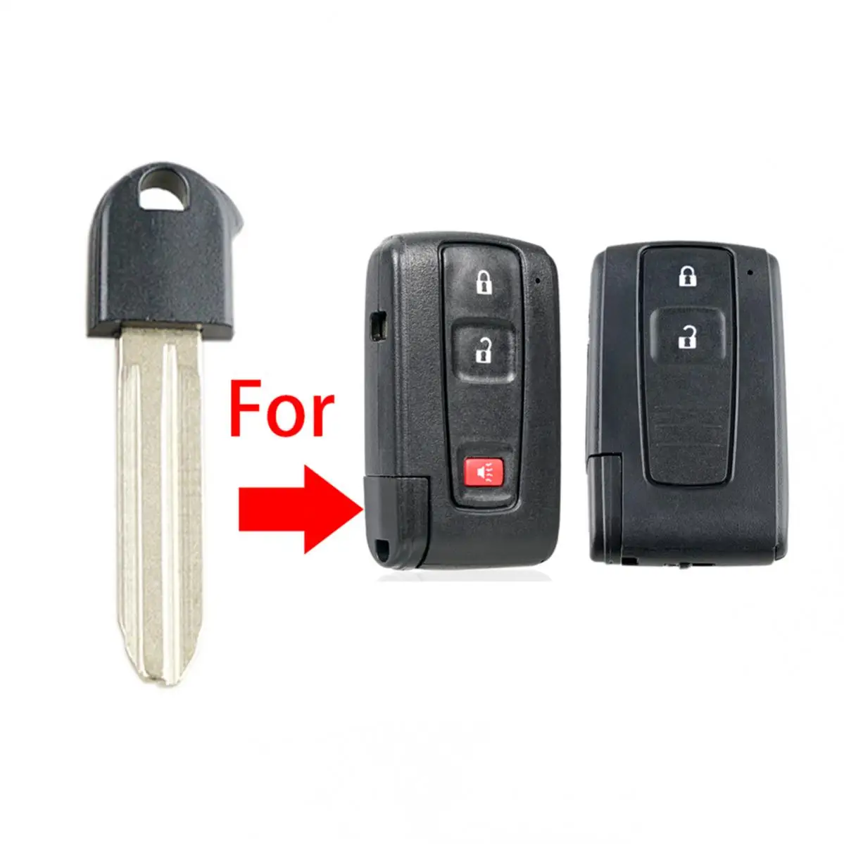 Car Key Remote Insert Uncut Blade Replacement Keyless Fit for Toyota / Prius, Spare Smart Key Entry Case Shell Accessory