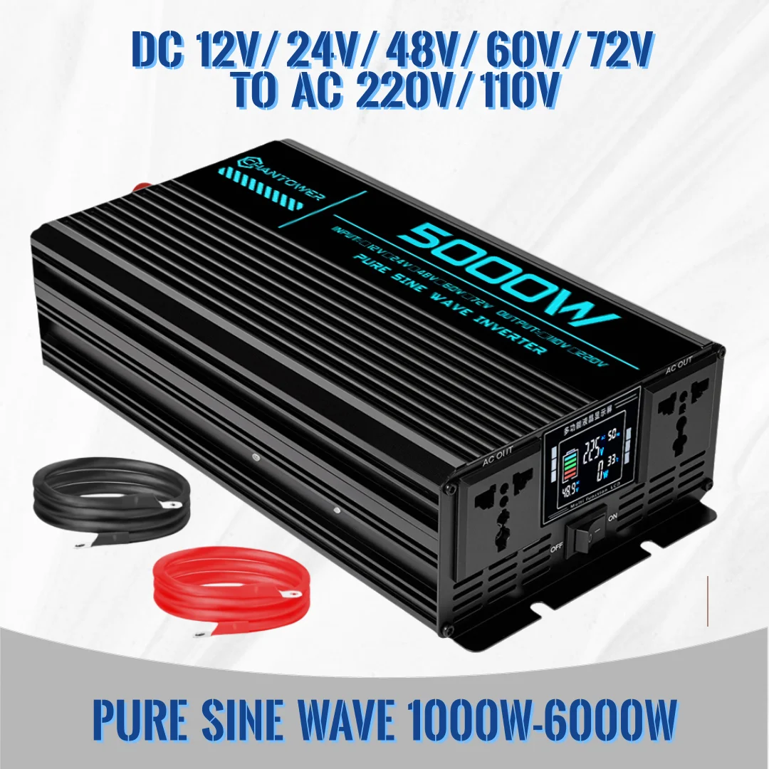 

Pure Sine Wave Inverter DC 12V/24V/48V/60V/72V To AC 220V/110V 1000W 2200W 3000W 4000W 5000W Power Converter Car Solar Inverter