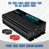 Pure Sine Wave Inverter DC 12V/24V/48V/60V/72V To AC 220V/110V 1000W 2200W 3000W 4000W 5000W Power Converter Car Solar Inverter
