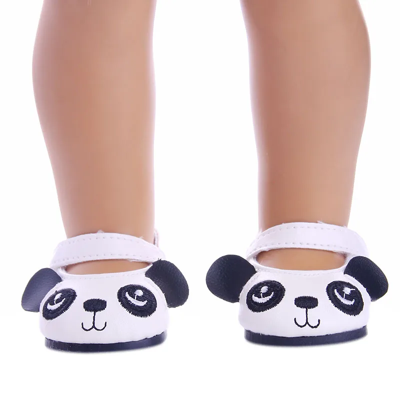 Doll Clothes Shoes 7Cm Panda Shape For 43Cm Baby & 18 inch American Dolls OG Girl\'s Accessories Cute Round Toe Shoes Baby Reborn