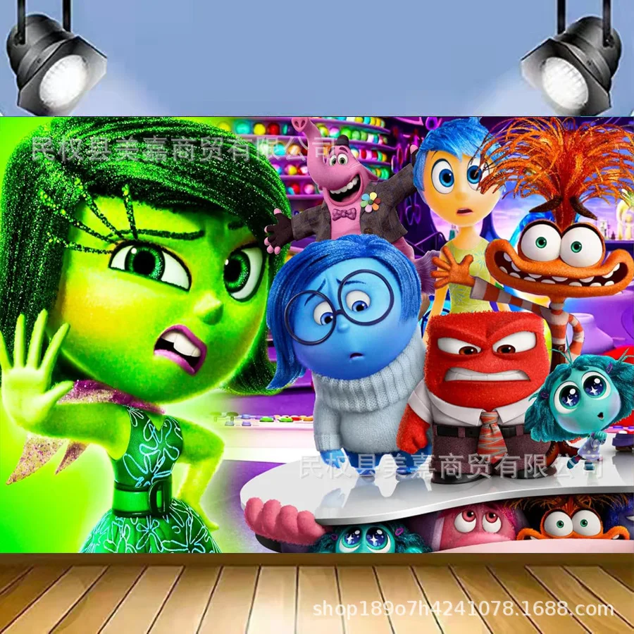 Disney Inside Out Backdrop Kids Birthday Party Decor Banner Color Doll Photo Background Polyester Vinyl Props