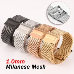 1.0mm Milanese Mesh Watch Strap 18/20/22/24mm Stainless Steel Bracelet 3mm Thick Strap For DW Men Metal Wristband with Free Tool