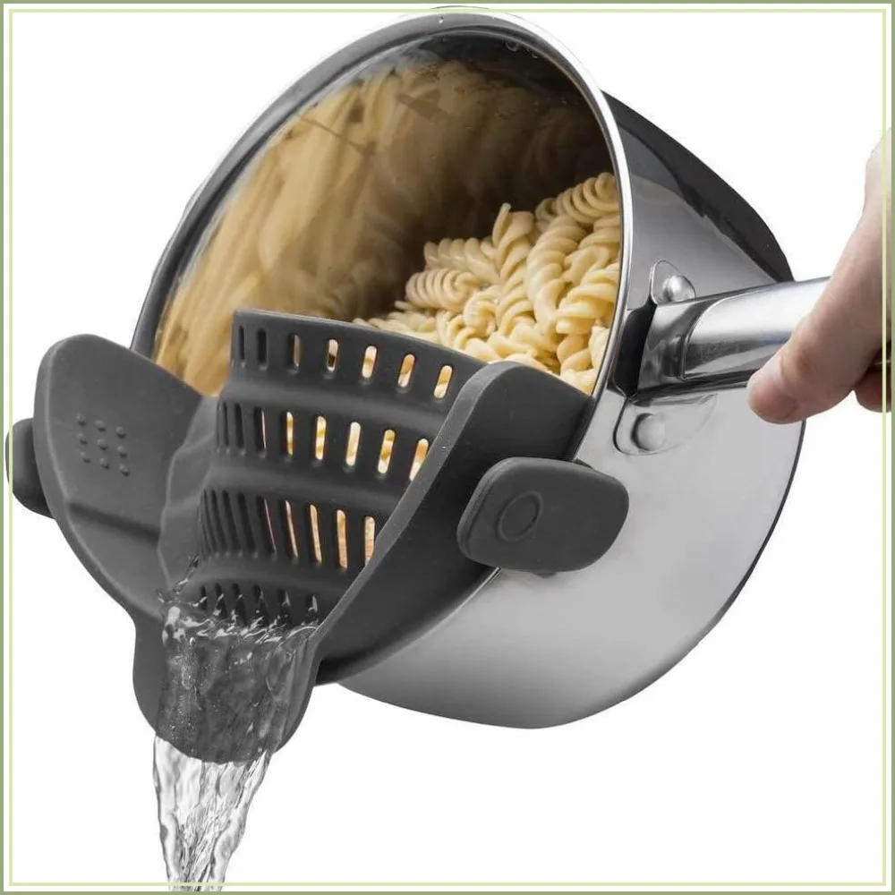 

Adjustable Silicone Pot Strainer, Heat Resistant Colander for Pasta, Vegetables, Noodles, Grey